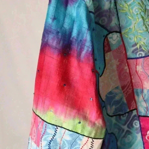 Unique Legacy 55% silk quilted‎ colorful quilted patterned shirt/jacket women S - Picture 8 of 10